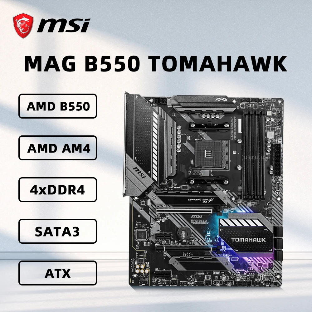 MSI MAG B550 TOMAHAWK Placa-mãe AMD B550 Chipset Suporta AMD Ryzen 9 5950X 5900X Ryzen 7 5800X3D CPU DDR4 128GB M.2 AM4 ATX