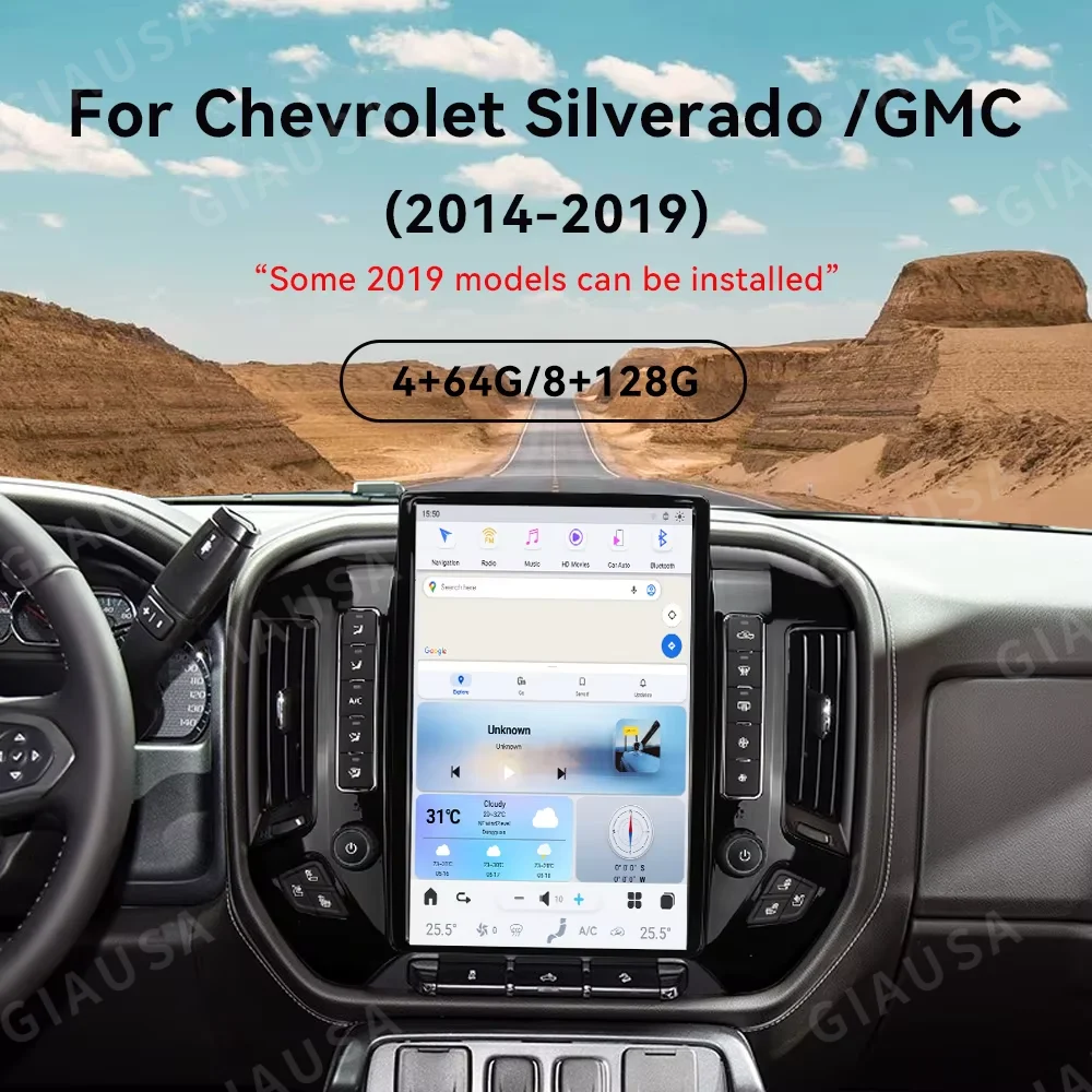 

14.5" Android For Chevrolet GMC Silverado 2013 2014 2015 2016 2017 2018 2019 Car Radio Stereo Qualcomm Screen GPS Navigation