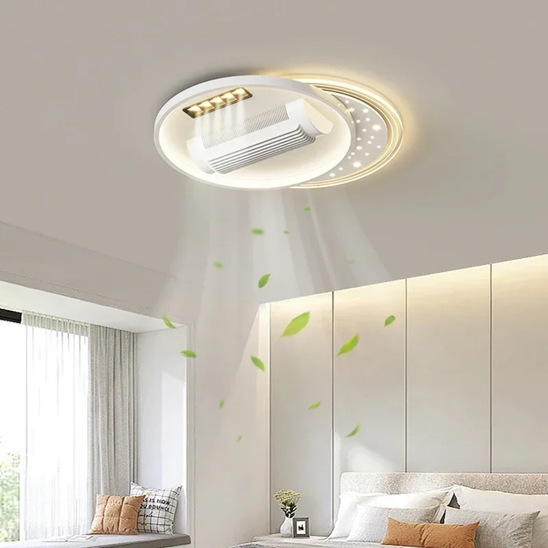 2024 New bladeless fan light ceiling light full spectrum eye protection LED energy-saving dryer cool quiet fan light celing fan