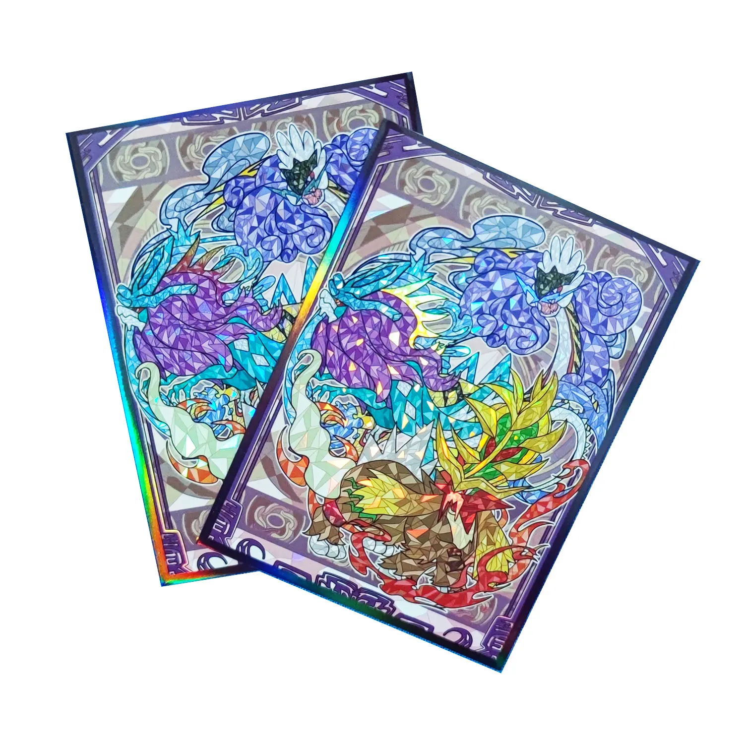 

60PCS HOLO Anime Card Sleeves 66x91mm Board Game Cards Protector Card Shield Double Card Cover for PTCG/PKM/MGT WS Trading Cards