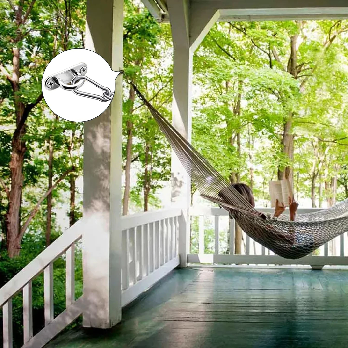 Picture 7: 6 M5 304 stainless steel rectangular eye pads and 6 climbing buckles, marine hardware staple rings for hanging hammocks, deck ro