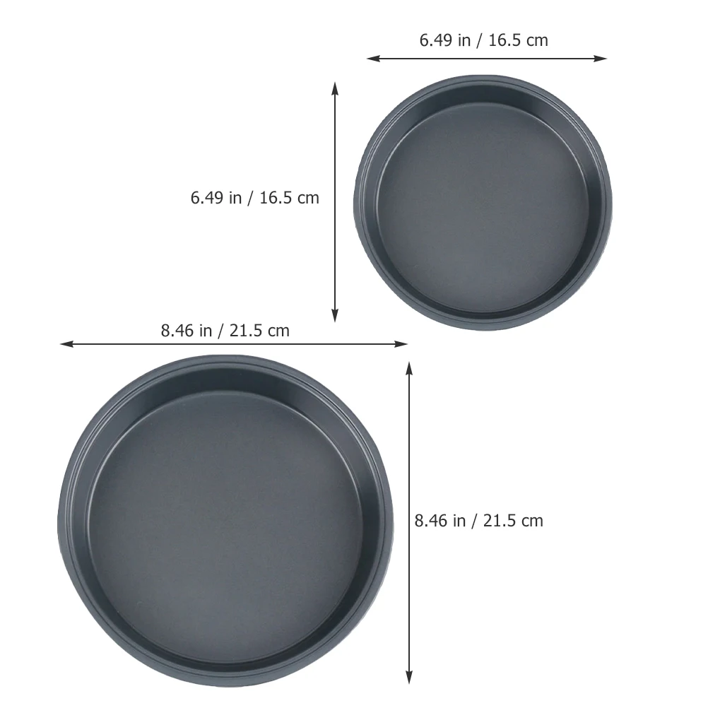 

2 Pcs 21 5cm 16 5cm Carbon Steel Pizza Pan Baking Dish Non stick Round Cake Pans Kitchenware High Temp Resistance Large Capacity