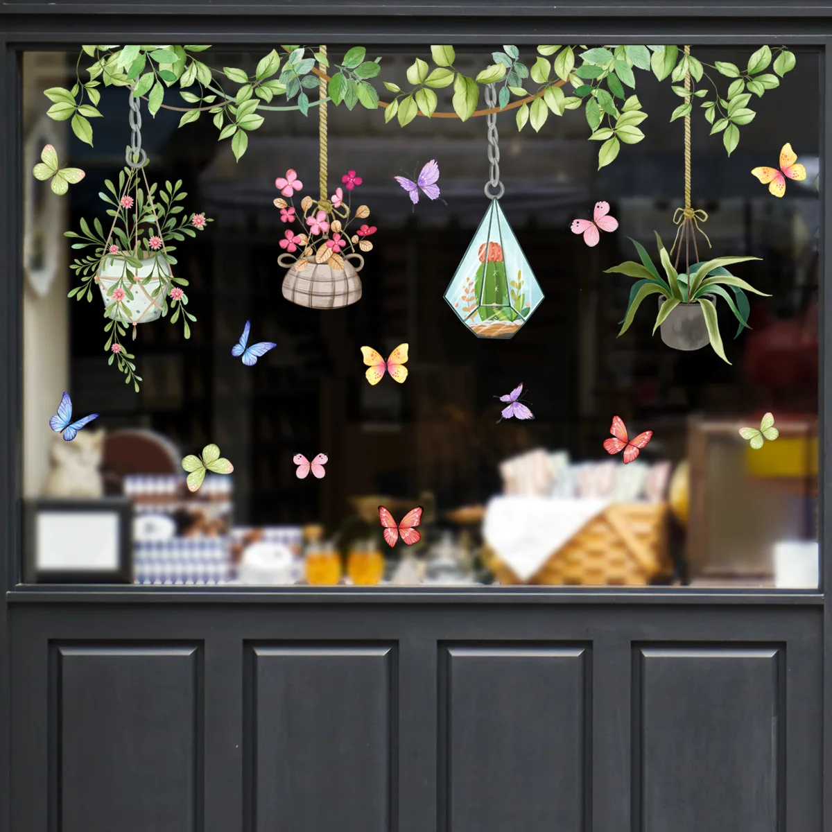 

30*60cm Plant Flower Potted Wallpaper Double-sided Visual Glass Sticker Kitchen Restaurant Decorative Wall Sticker Ct6056