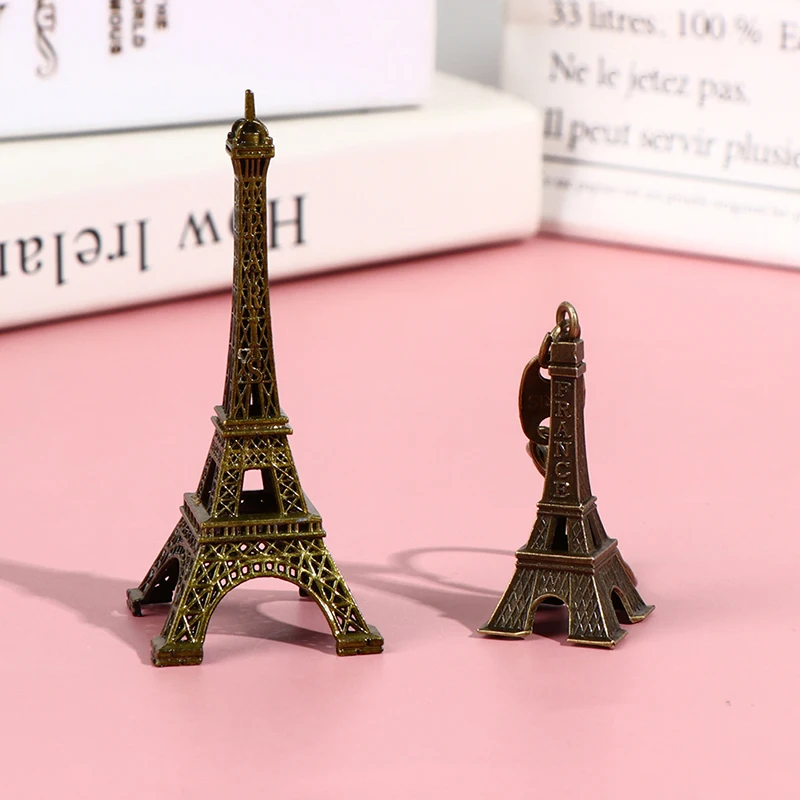 Retro Paris Eiffel Tower Model Home Desk Bronze Metal Statue Figurine Decor