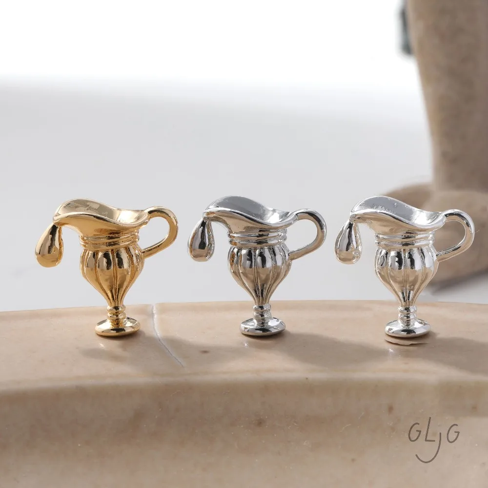4PCS Dainty Milk Pot Shape Charms for Jewelry Findings Making Eardrop Earrings DIY Brass 14k Gold Plated Accessories 20*19mm