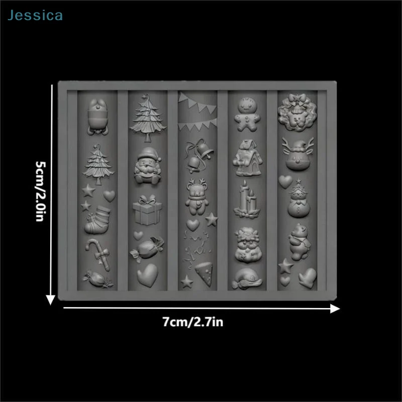 ♥ مجموعة قوالب فن الأظافر ثلاثية الأبعاد من سلسلة عيد الميلاد شجرة احتفالية/خبز الزنجبيل/قوالب السيليكون ندفة الثلج، مثالية لديكور عطلة مانيكير
