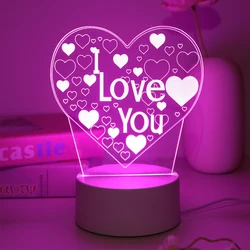 Pink Romantic Confession I LOVE YOU 3D Night Light Gift Light for Lovers, Bedroom Decoration Atmosphere Light