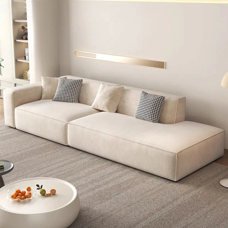 Piano tofu blocks straight row concubine module sofa creamy light luxury cotton and linen velvet fabric living room small