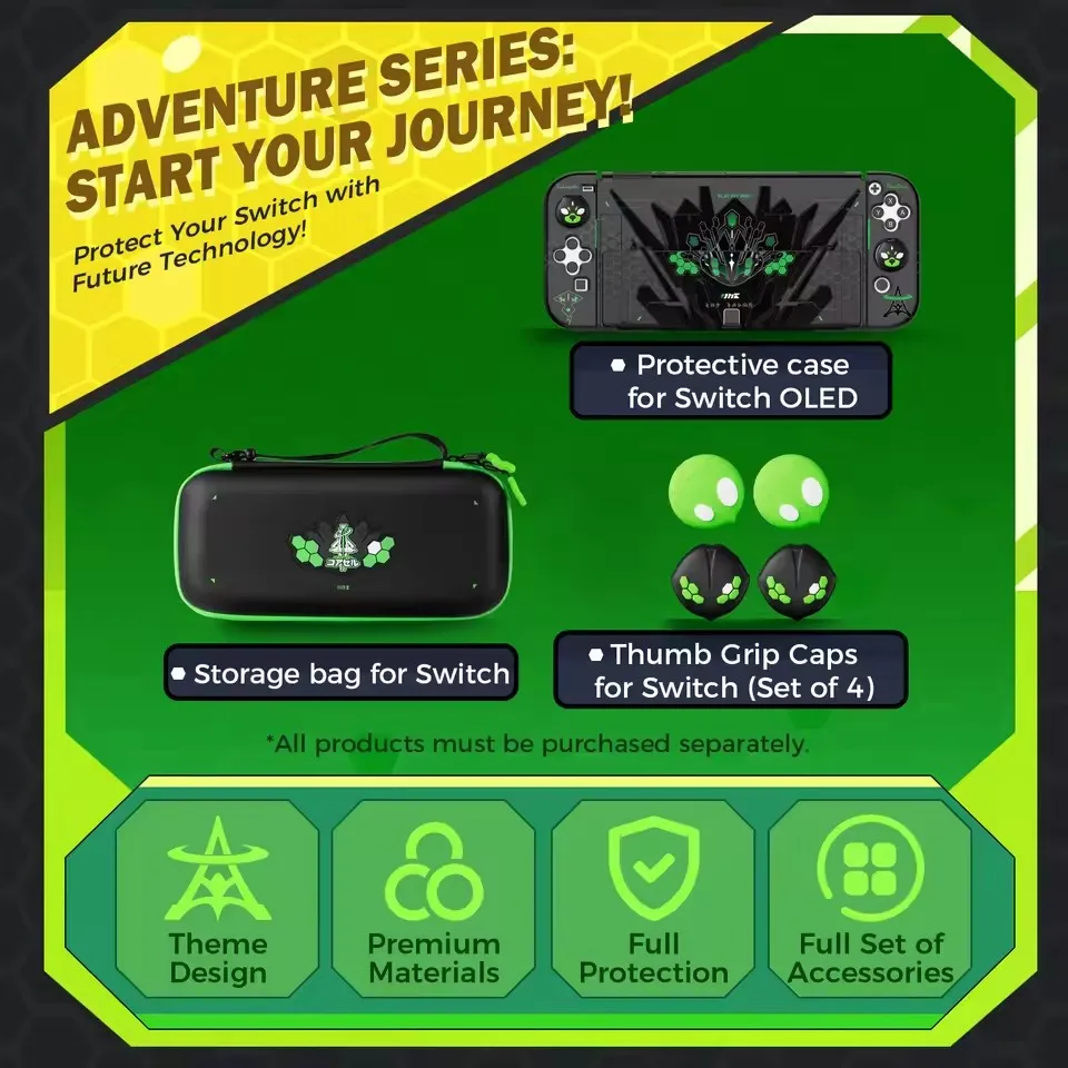 حقيبة تخزين IINE للحماية من سلسلة Jormungandr لجهاز Nintendo Switch OLED PC المواد مع ملحقات ألعاب مقابض الإبهام