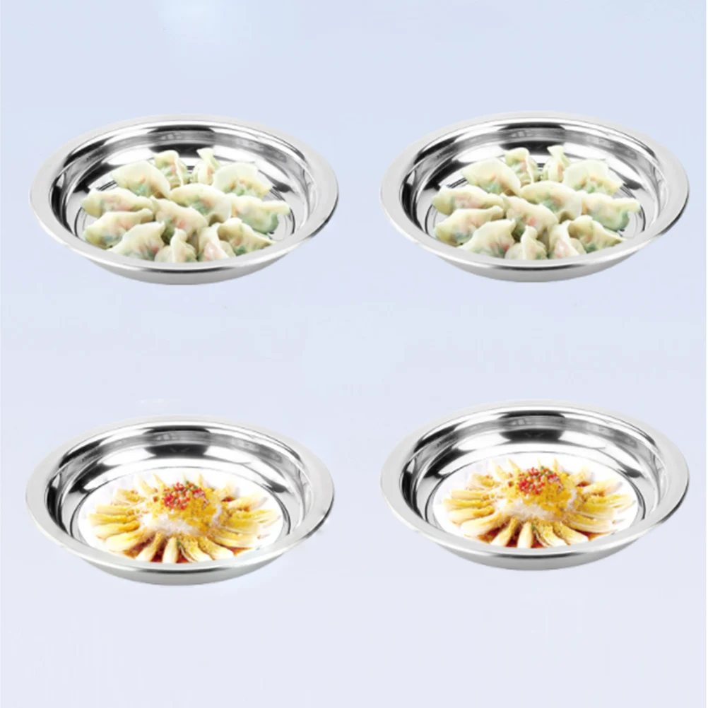 

Stainless Steel Dumpling Tray Multifunction Draining Plate Round Disk For Fries Sushi Fruits Vegetable Steamed