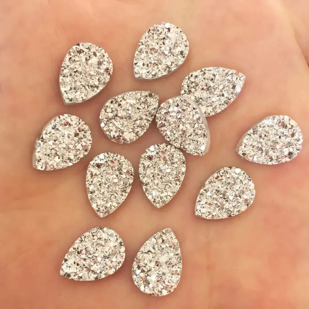 50pcs Shiny AB Resin 10*14mm Drop irregular surface Ore crystal flatback rhinestone Ornaments DIY Wedding appliques craft SW84*2