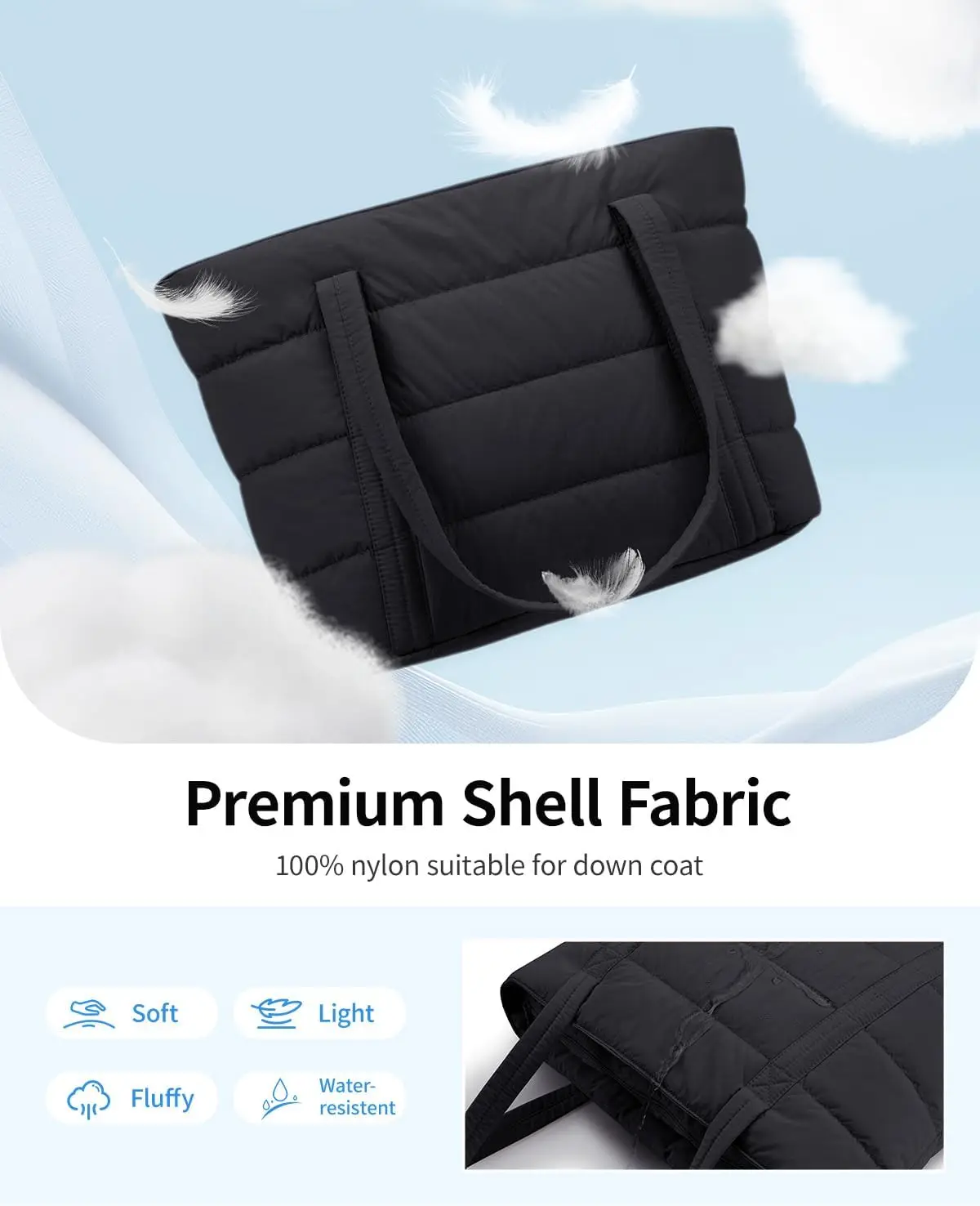 WPuffer Tote Bag for Women with Cup Holder & Laptop Compartments, Quilted Puffy Travel Work Tote Bags for Nurse Teacher