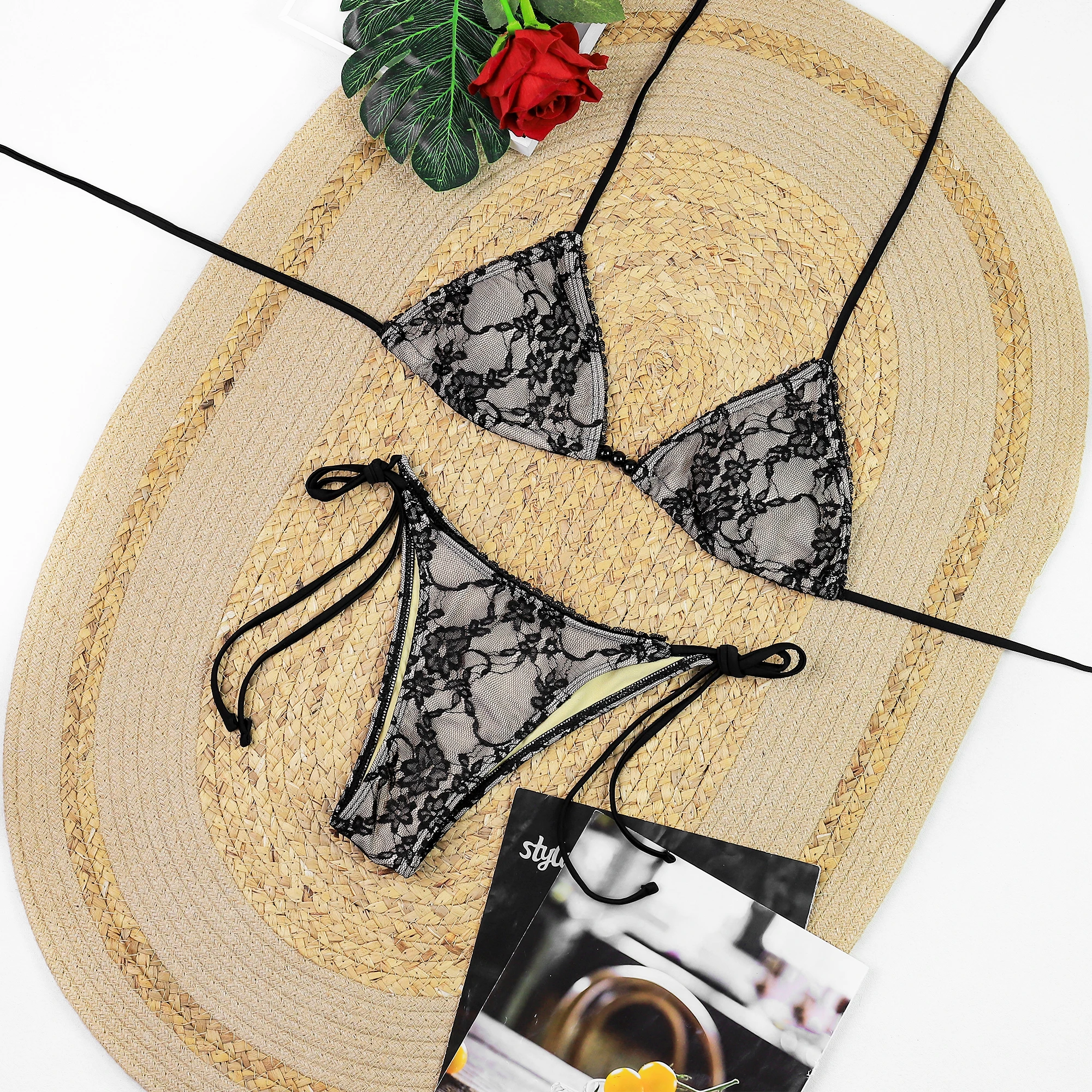 

Micro Bikini Sexy Swimsuits For Women 2025 Swimwear Lace Brazilian Bikini Set Thong Biquini Swim Suits Solid Beachwear Female