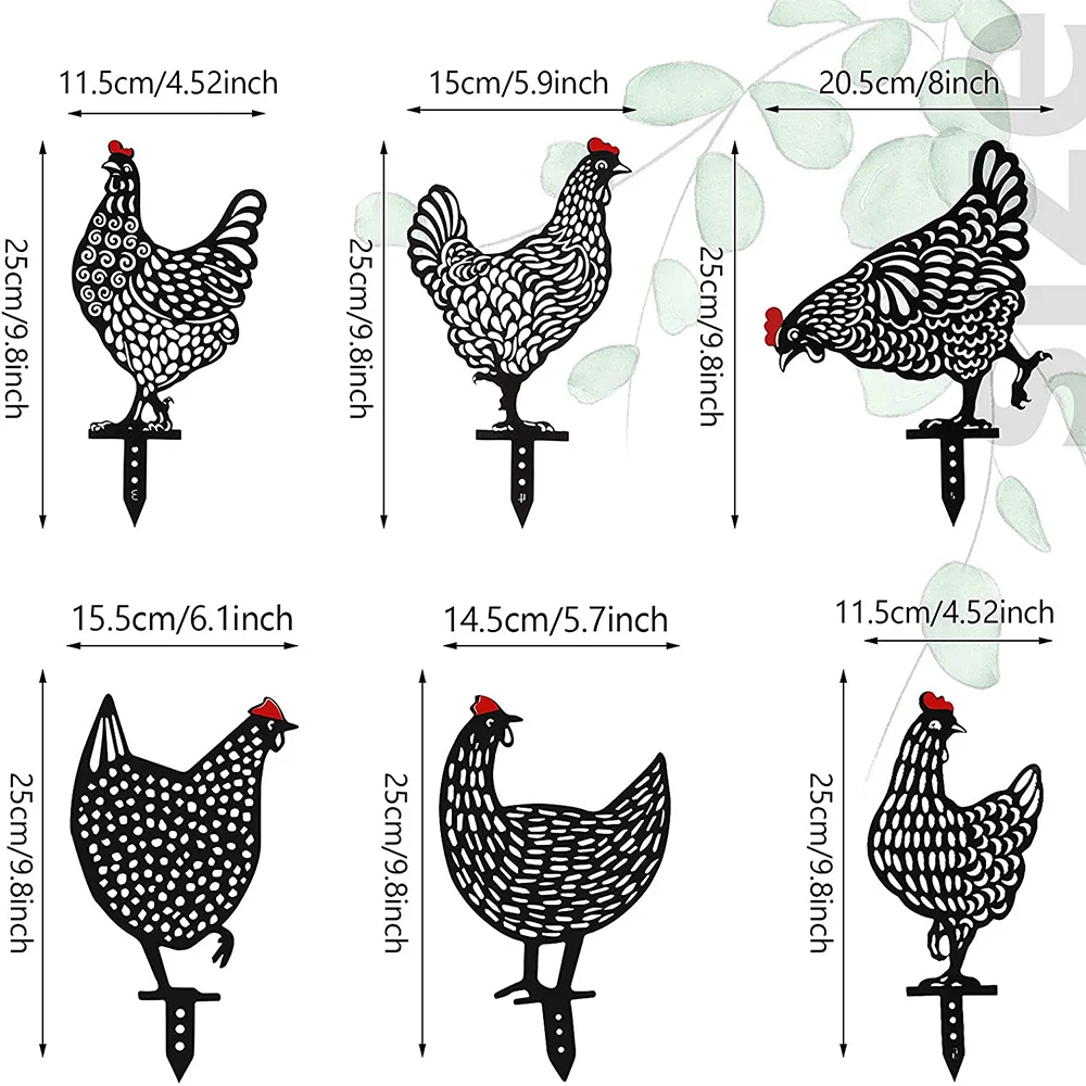 6 قطع من ديكورات حديقة ساحة الدجاج تمثال أكريليك ديكور مجوف على شكل حيوان للمنزل في الفناء الخلفي #3