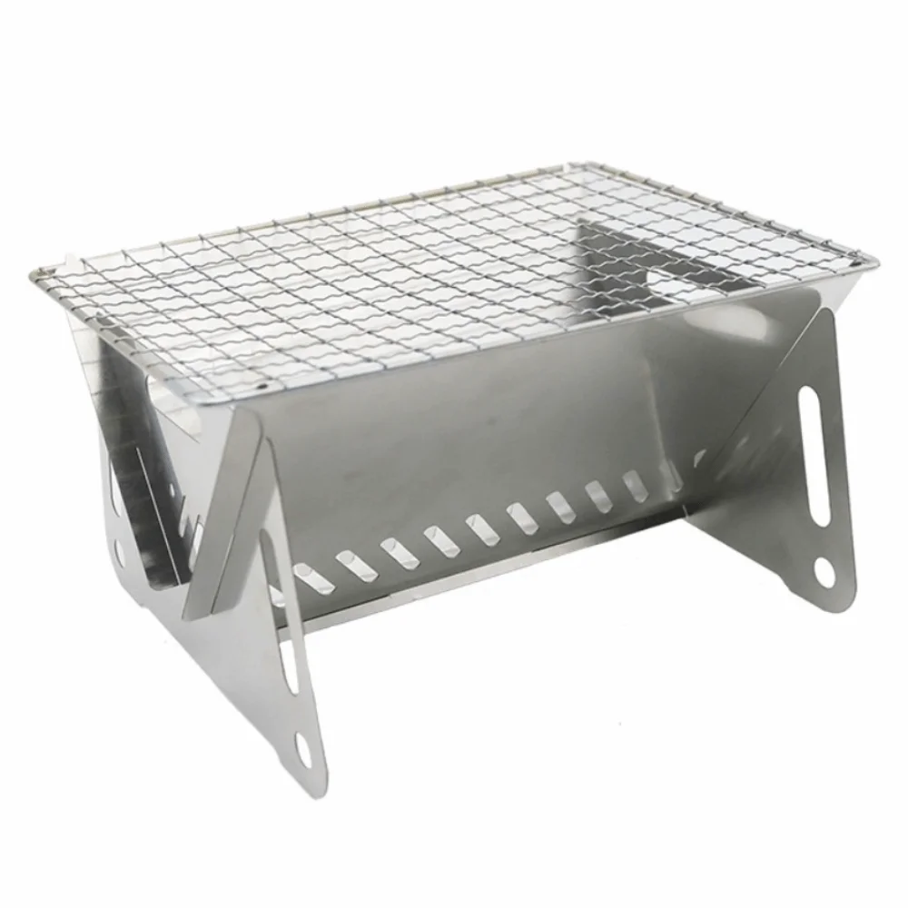 

Detachable Folding Barbecue Grill Portable Heat-resistant BBQ Grill Rack Collapsible Card Type Grill Burn-er Stand Home
