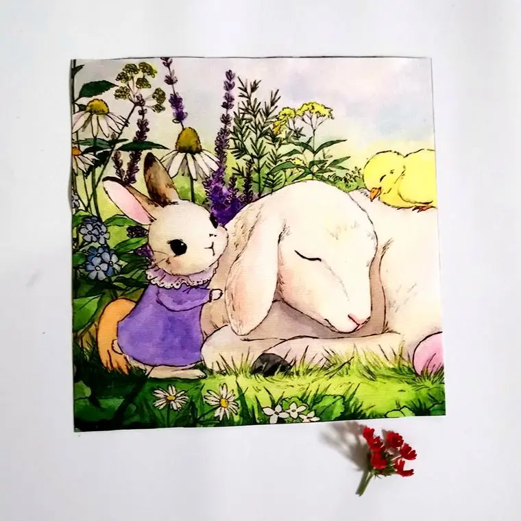 7pcs/lot Digital Printed Cloth Rabbit Fabric Handmade Diy Patchwork Quilting Decora Patchwork Thick Cotton and Linen  Warp