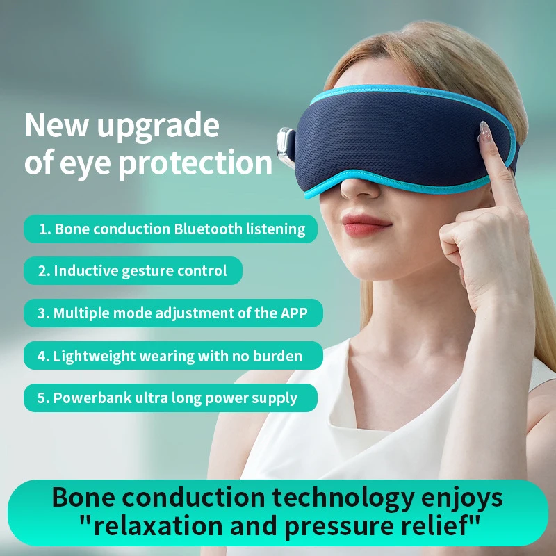 Eye Massager Intelligent Bone Conduction Massage Eye Mask 5 Modes Bluetooth Eye Care Device Sleep Eye Mask Massage Relax Glasses