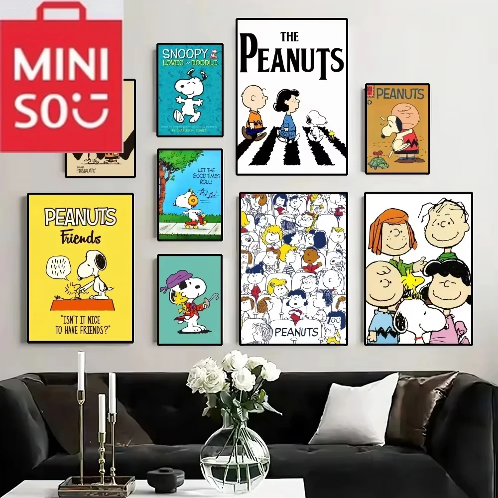 

MINISO милый забавный снупи граффити искусство алмазная живопись комиксы арахис собака картина для детей гостиная домашний декор стены