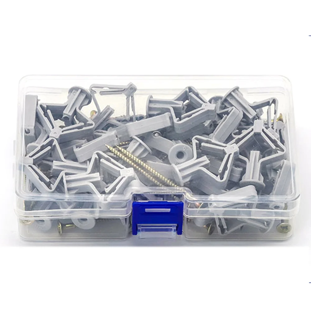 60Pcs Plastic Drywall Anchor M8X50Mm Wall Anchor Plug with M3.5 Self Tapping Screw Butterfly Anchor for Plasterboard