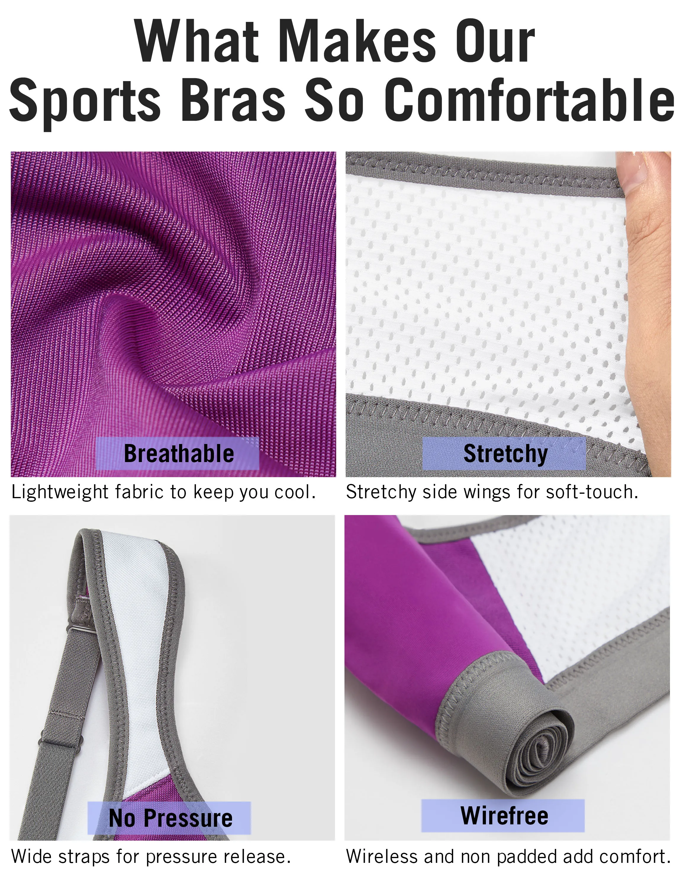 SYROKAN Women High Impact Support Moisture-wicking Bounce Control Workout Wirefree Non Padding Plus Size Sports Bra