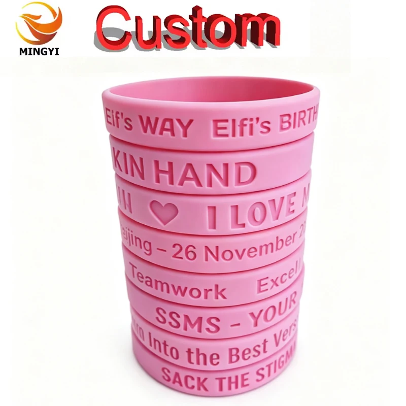 Bracelet en Silicone personnalisé gravé, Technique en relief, sans remplissage de couleur, LOGO personnalisable, identification SOS, 1 pièce