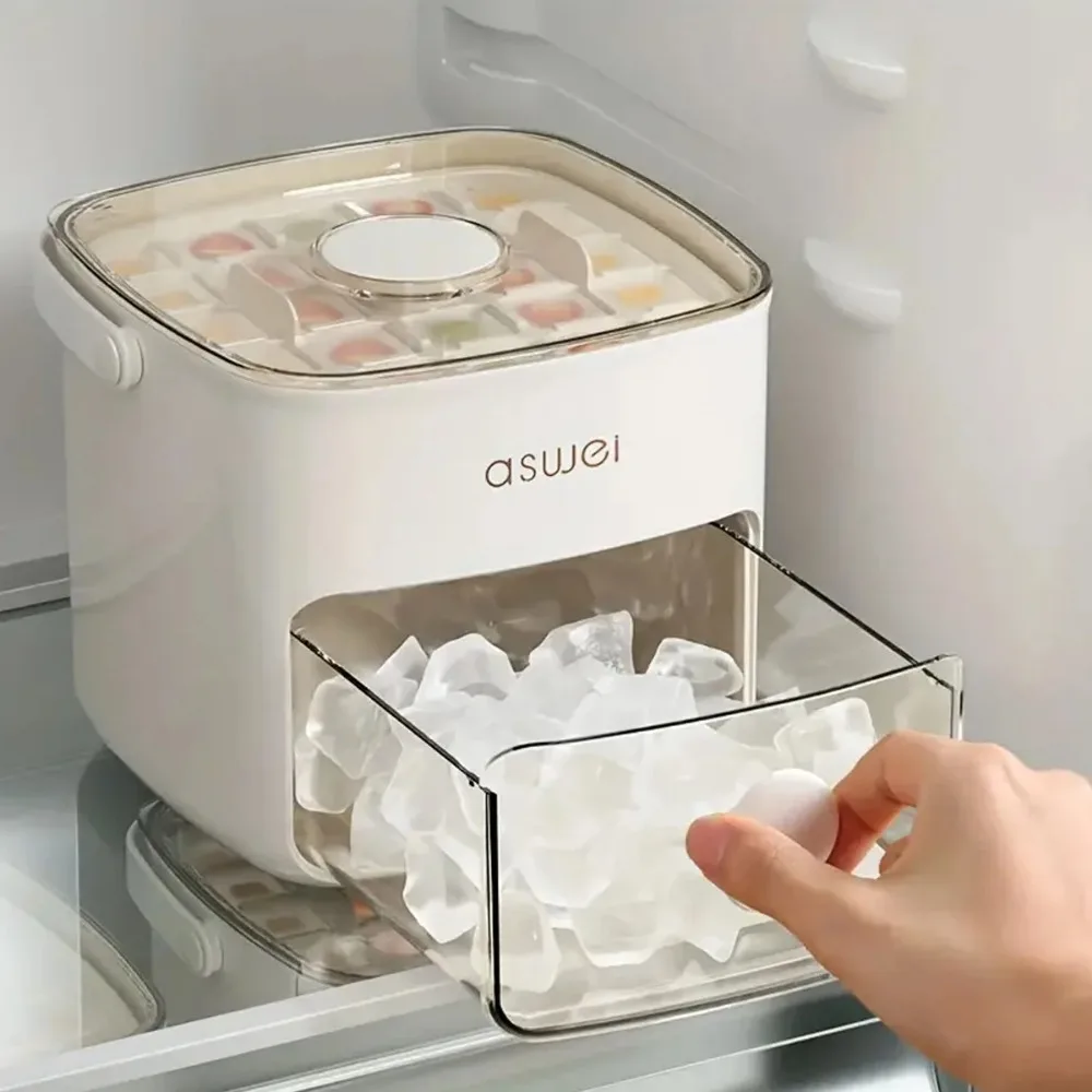 

Extra-Large 48-Ice Cube Maker with Easy Glide Double Layer Food-Grade Tray for Refrigerator Perfect for Whiskey & Cocktails