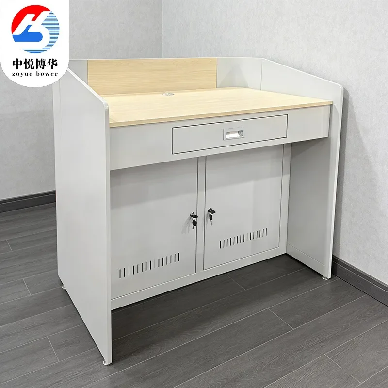 for School Classroom Steel and Wood Teacher Lecture Table Multimedia Smart Training Desk Reception Desk for University Middle