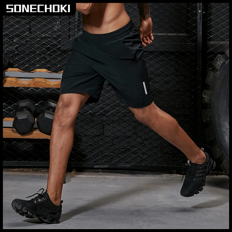 Plus Size Running Shorts Men Loose Dry Fit Basketball Gym Fitness Black Shorts Jogging Workout Athletic Bottom Zipper Pocket