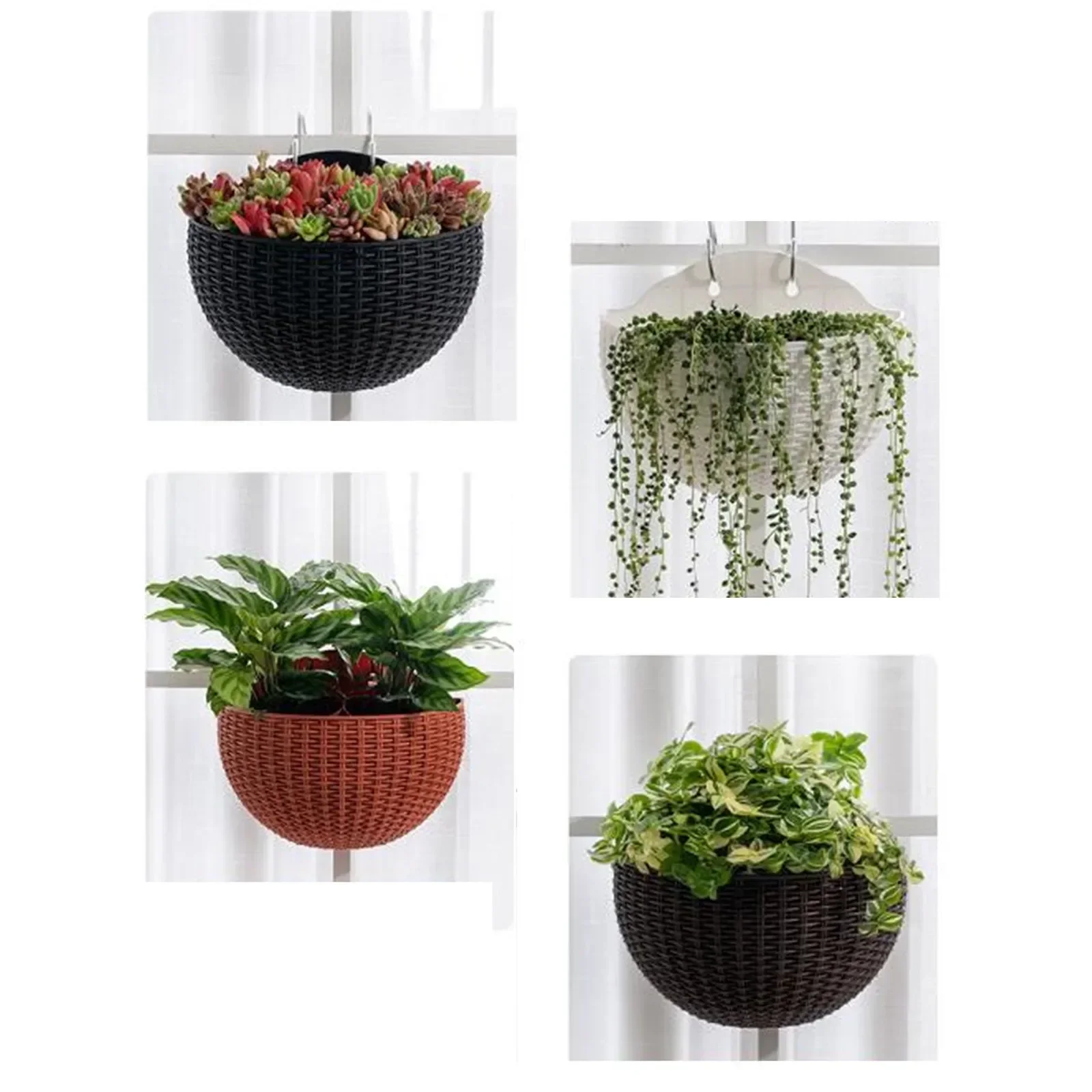 Hot Hanging flower basket Garden Party Handmade DIY Vase Sundries Organizer Wall Hanging Artificial Rattan Home Decor Pots