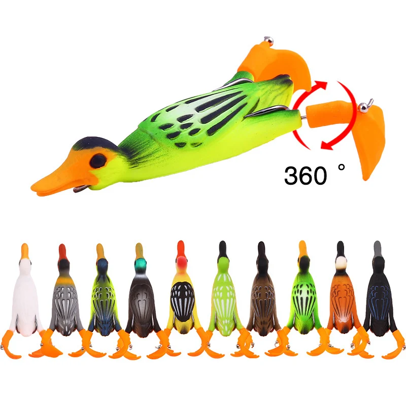 1 PC Popper Spin Fishing Lure, Floating Soft Bait, Artificial Duck Spinning Bait, 9.5cm 11.2g Rotate Fishing Lure Fishing Tackle