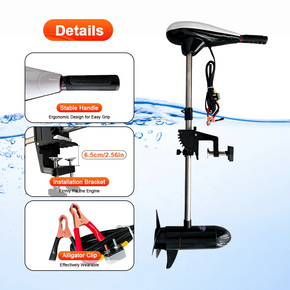 60lbs Electric Trolling Motor DC 12V 50A Saltwater Transom Mounted Outboard Brushed Engine For Inflatable Kayaks