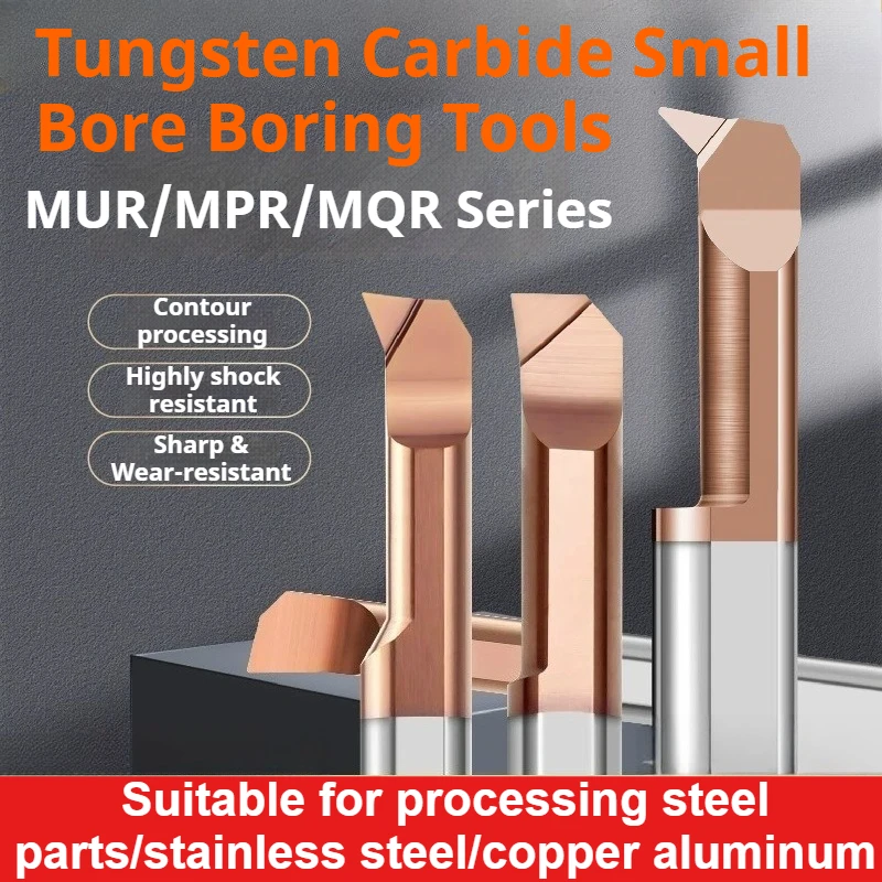 CNC Lathe Micro Boring Bar MPR/MQR/MUR Solid Carbide Thread Turning Tool Shockproof for Stainless Steel Aluminum Cast Iron