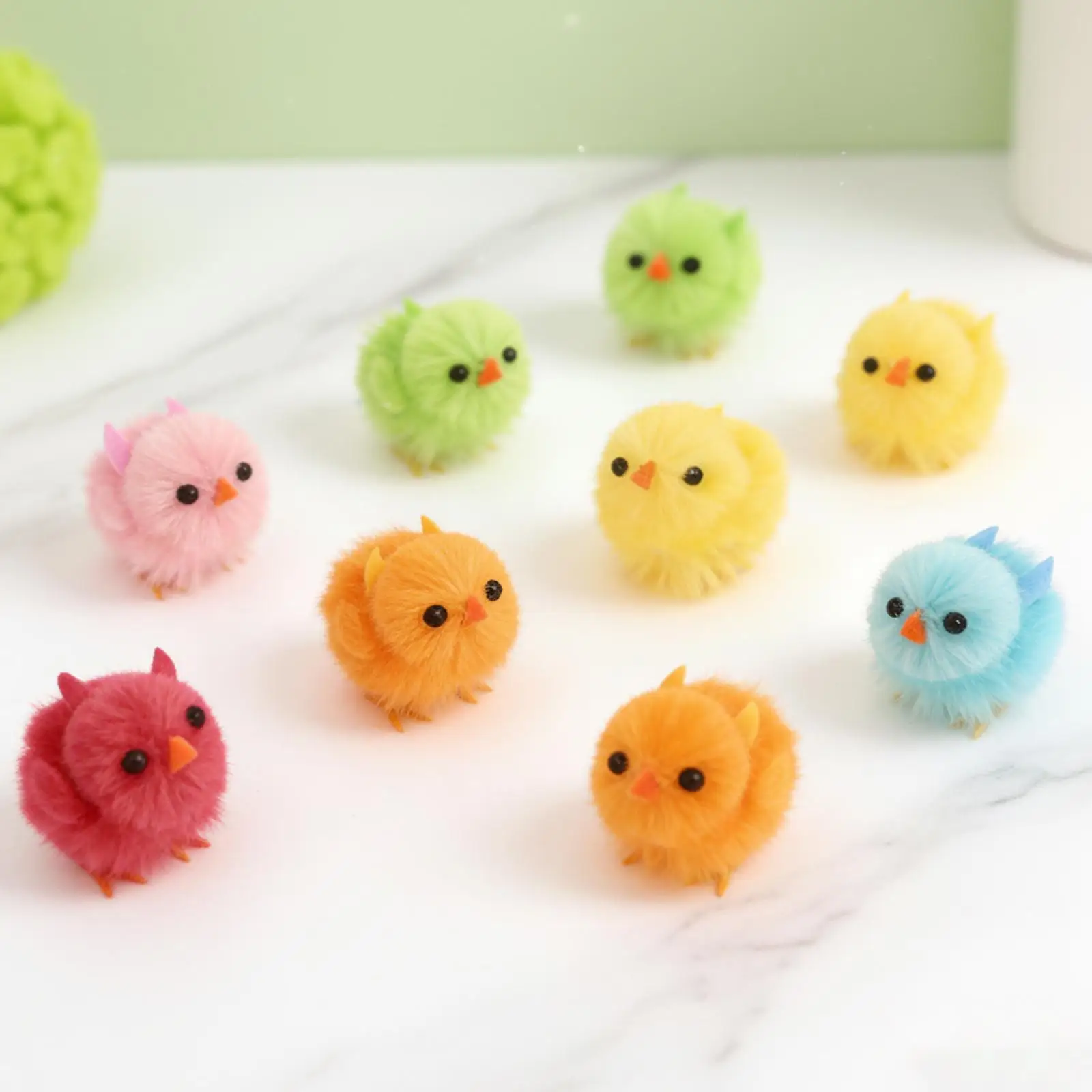 Mini Plush Easter Chicks Cute Small Chick Figurines for Basket Fillers Easter Party and Home Decoration