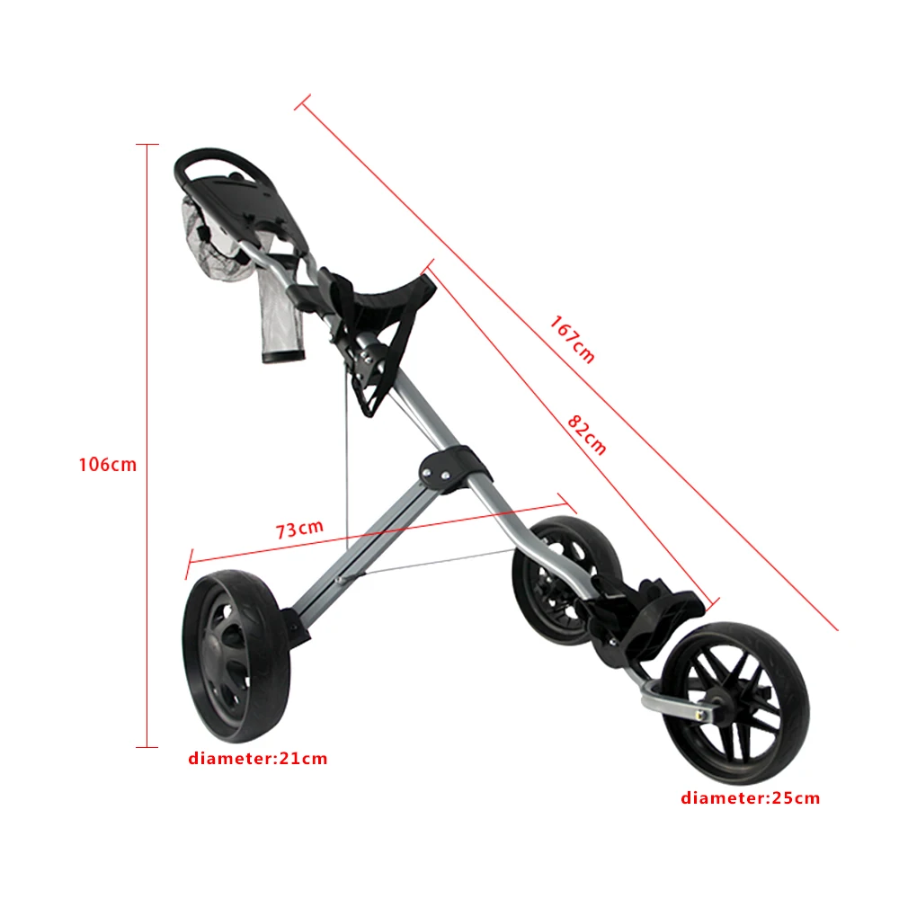 Carrito de empuje de Golf plegable para hombre y mujer, carrito de Golf con freno de pie, accesorios de Golf para práctica y juego