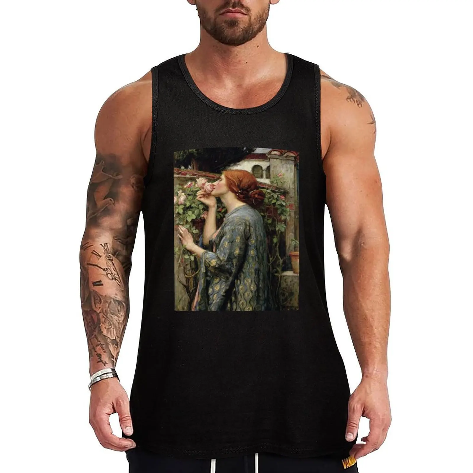 John William Waterhouse - The Soul of the Rose,No, 02. Tank Top men gym sleeveless shirts anime top