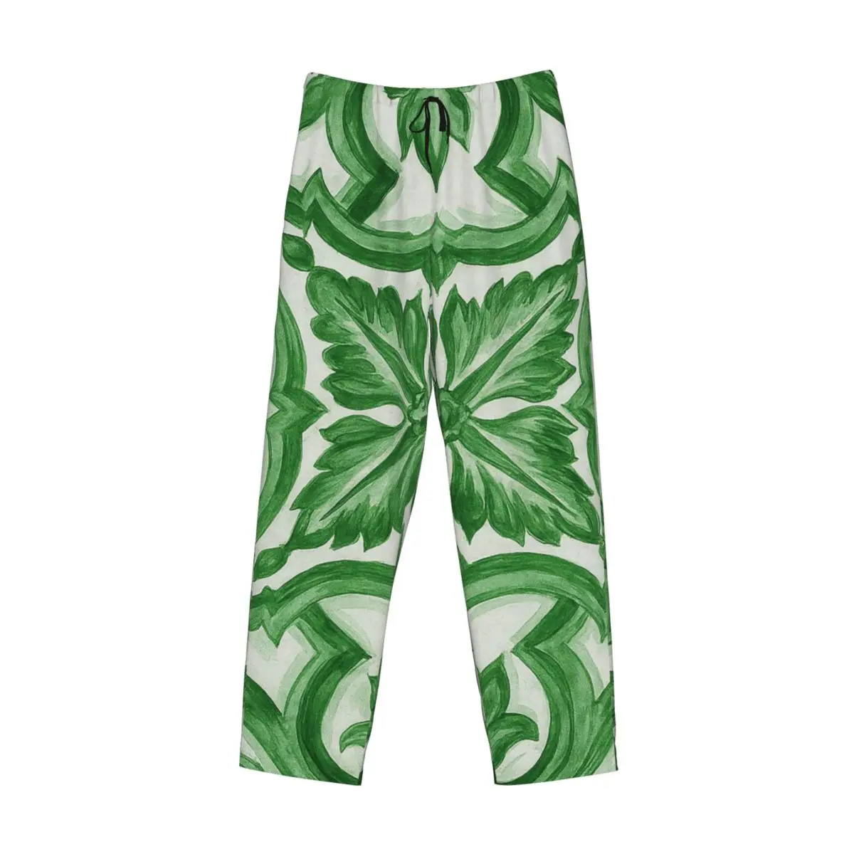 

Изготовленные на заказ зеленые украшенные цветочные средиземноморские сицилийские пижамные штаны из плитки, мужская одежда для сна, штаны для сна с карманами