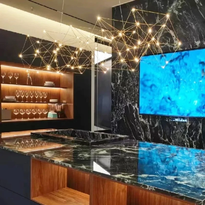 Nordic Cube Pendant Lamp Modern Simple Luxurious Firefly LED Light for Dining Table Living Room Front Desk Creative Lighting