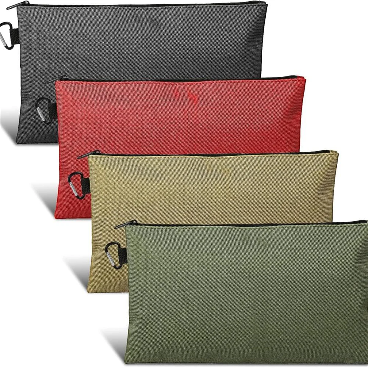 AAA87 4 Pack Tool Bag,12 Inch Small Tool Bag with Carabiner, Multipurpose Storage Organizer Pouch with Dependable Zipper