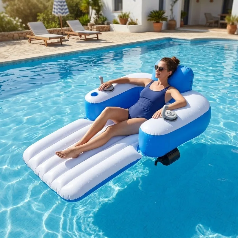 Electric Inflatable Floating Chair Jet Ski with Propeller & Engine for Adults Swimming Pool and River Use