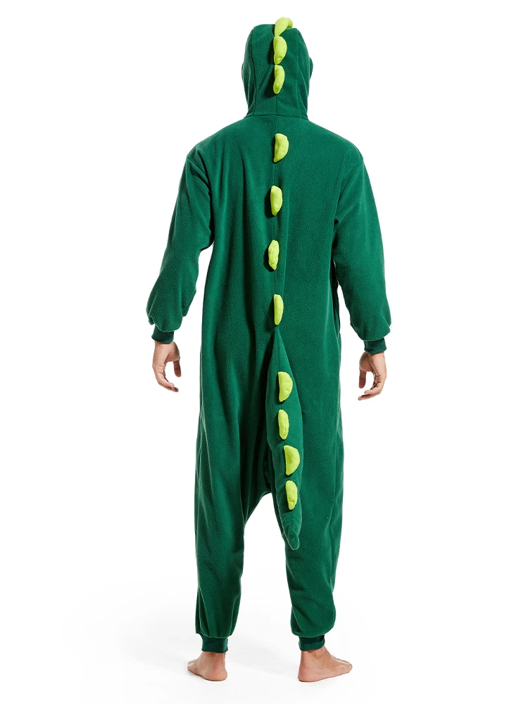 Unisex macio encapuzado dinossauro Onesie pijama, pijama adulto de uma peça, Cosplay fantástico do Dia das Bruxas, trajes de animais, pijamas