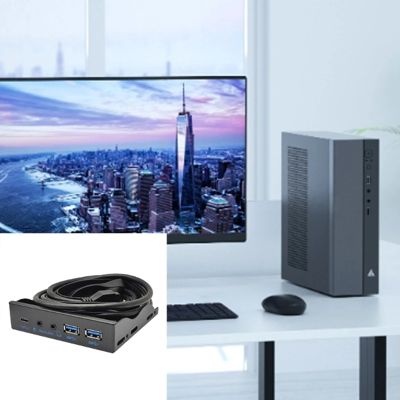 

2-портовый концентратор USB кронштейн для передней панели ПК, разъем 3,5 мм для наушников и микрофона