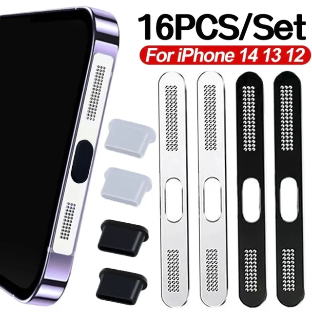 Metalowa, pyłoszczelna naklejka z siatką do iPhone'a 12 13 MIni 12 13 14 Pro Max 14 Plus Otwór na słuchawkę Głośnik Osłona przeciwpyłowa z metalowej siatki