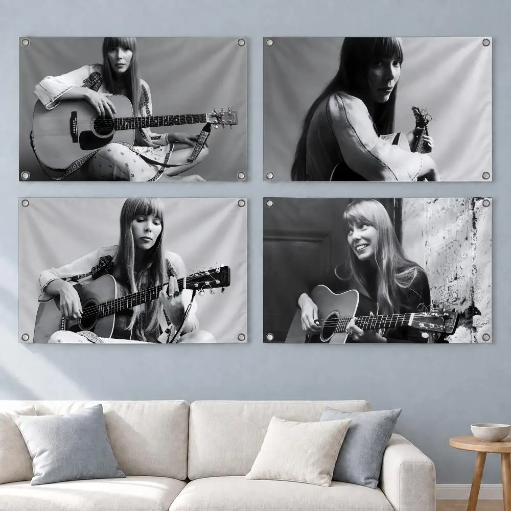 Iconic Singer Joni Mitchell Flags Indoor Outdoor Wall Banner Home Room Decor Hanging Art Backdrop