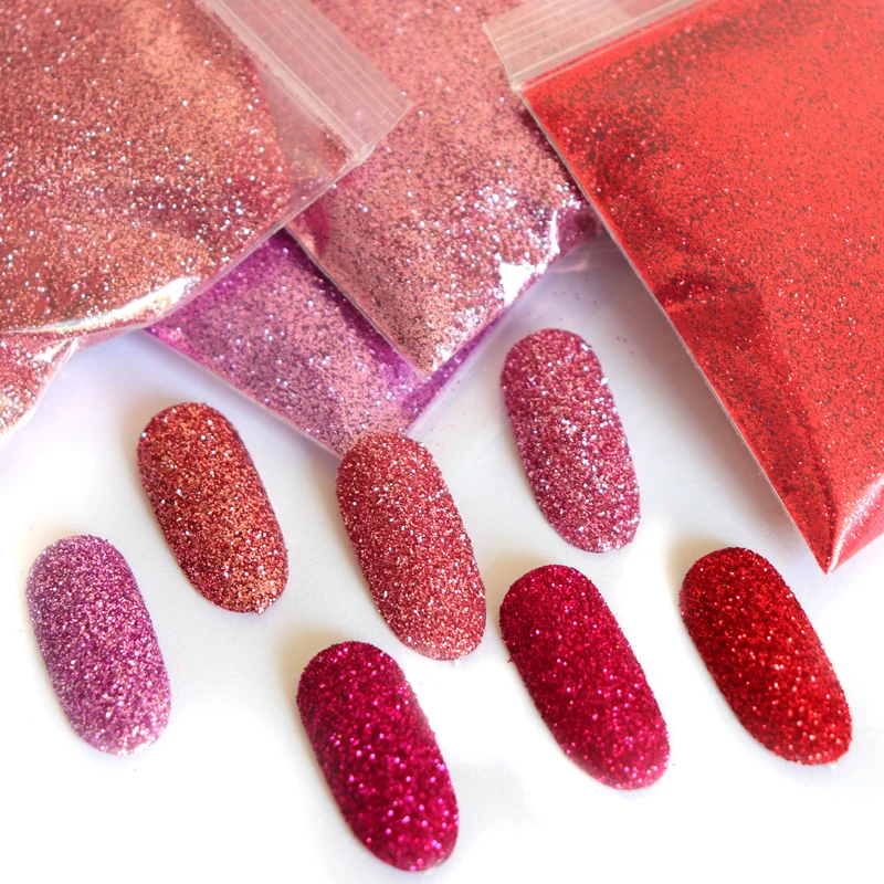 RIKONKA 10G/Bag Dark Red Shiny Nail Powder Press on Nails Glitter Shimmer Color Pigment Dust for UV Manicure Polish DIY Design