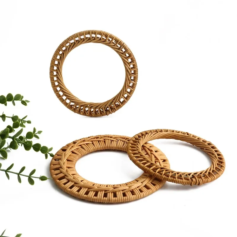 2/4/6/10 قطعة 9 سنتيمتر حقيبة من القماش المستديرة الطبيعية الروطان سوار إكسسوارات حقيبة يد الديكور مقبض DIY بها بنفسك الخياطة اكسسوارات #6