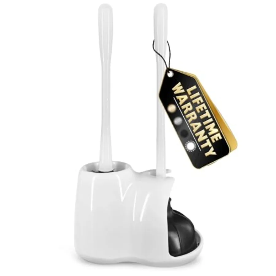 

2 in 1 Toilet Plunger and Brush Set - Toilet Brush and Plunger Set with Stiff Bristles Strong Vacuum Suction and Holder - Space