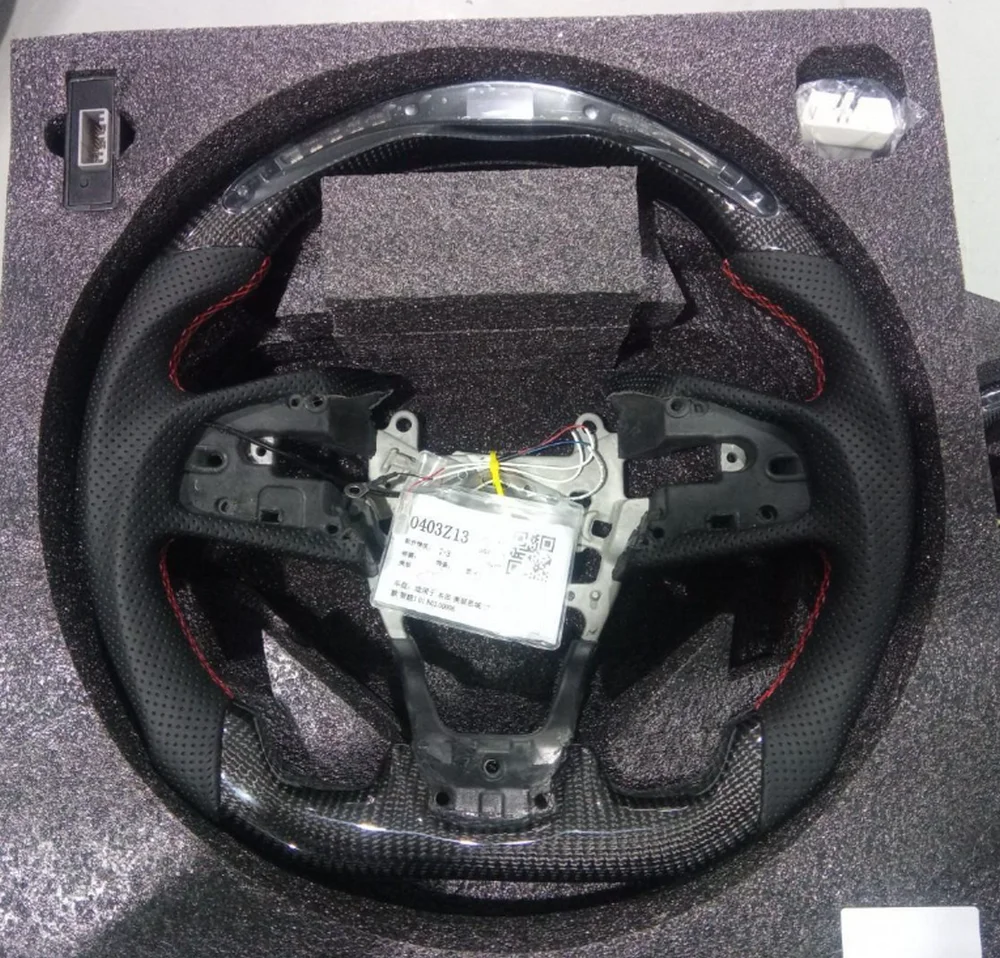 Carbon Fiber Steering Wheel For Honda Civic Gen 10th Type R 2016-2021 LED Carbon Fiber Steering Wheel Perforated Leather