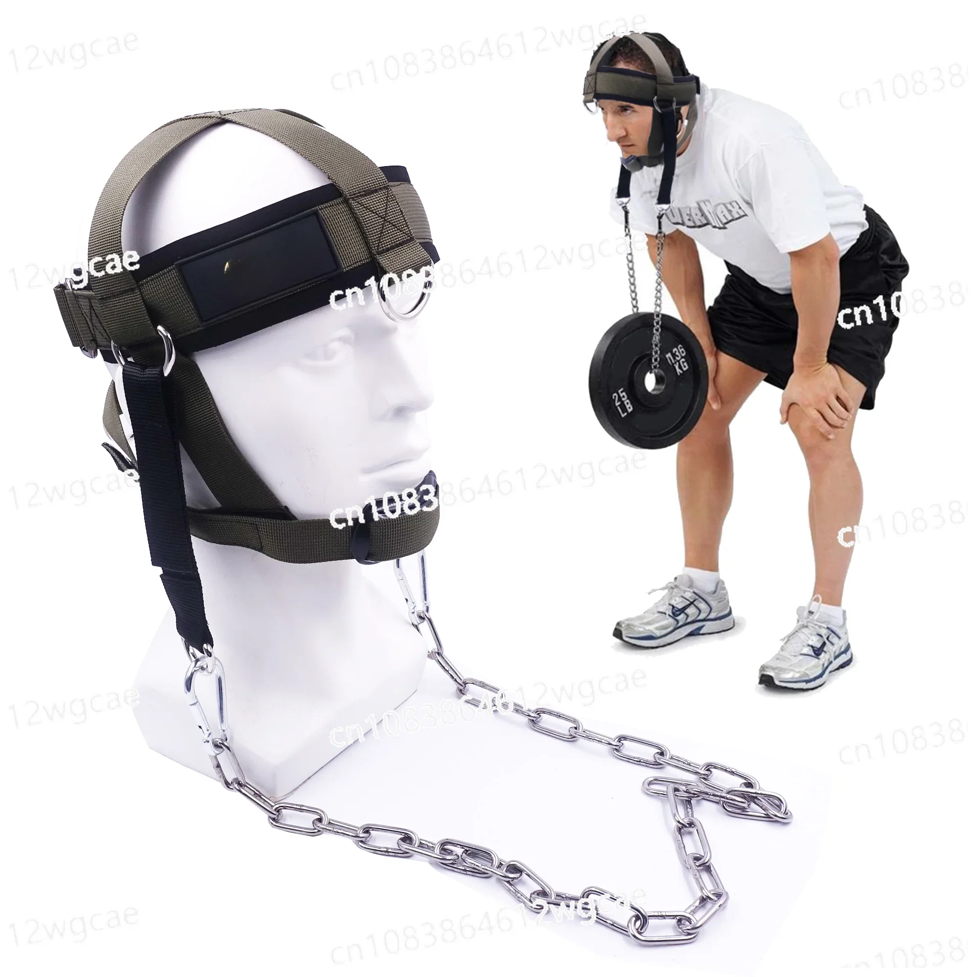 Multifunction Neck Workout Head Harness  for Home Weight Lifting Strength Powerlifting Barbell with Chin Pad Fitness Equipment