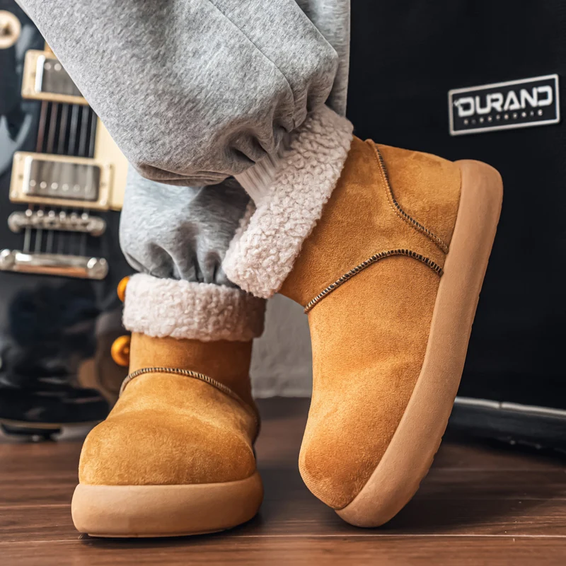겨울 남성용 패딩 코튼 스노우 부츠 - 플리스 안감 미끄럼 방지 내구성 야외용 따뜻한 앵클 부츠
