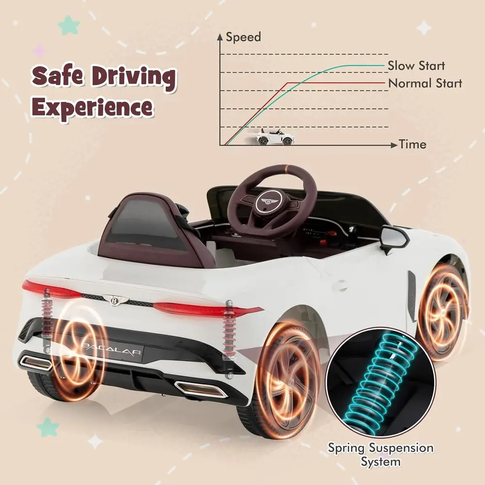 Ride on Car, 12V Licensed Bentley Bacalar Battery Powered Kids' Electric Vehicles w/Remote Control, Scissor Doors,Wireless,White